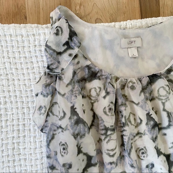 LOFT ann taylor floral print sleeveless ruffle waist tie mini dress sz 8 - Picture 4 of 6